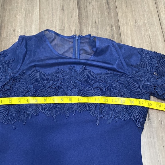 JS Collections ILLUSION GOWN WITH TRIM navy‎ blue - Picture 12 of 15